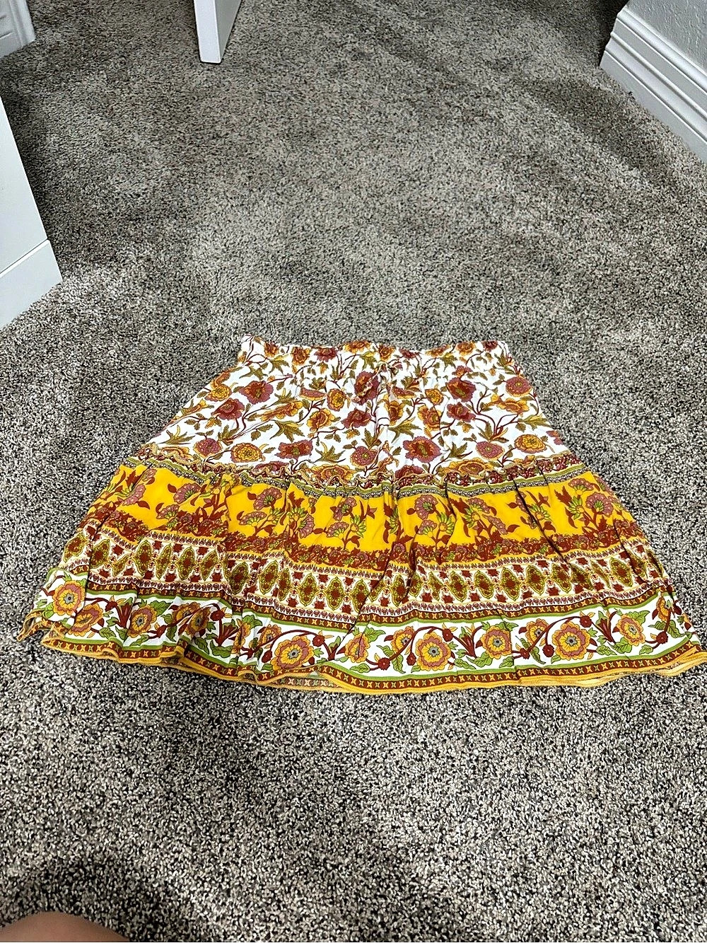 Floral Mini Skirt in Yellow & White